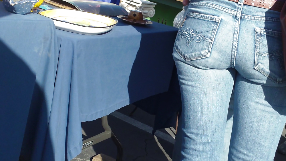 Nice round bubbly butt & ass in tight blue jeans #8871015