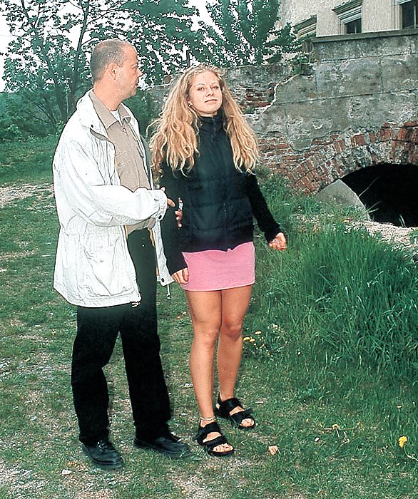 Blonde getting a fucking from two guys outside #14841488