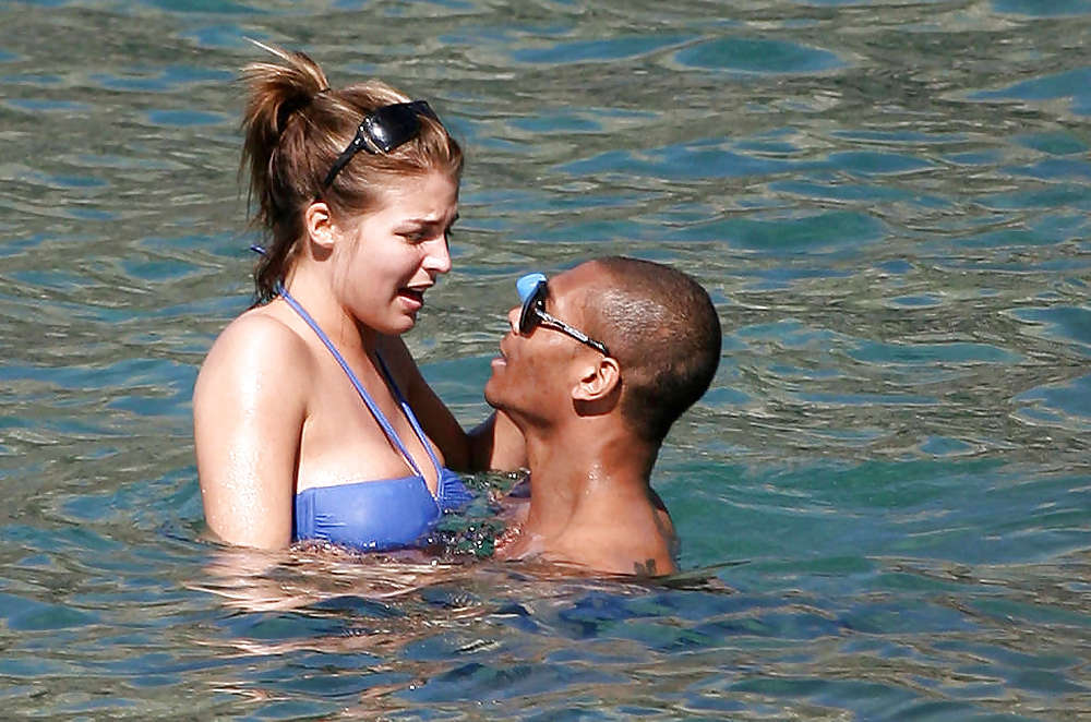 Gemma Atkinson Blue Bikini Candids on the Beach #3837007