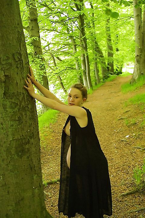 Cute pregger taking a walk in the forest #18724905