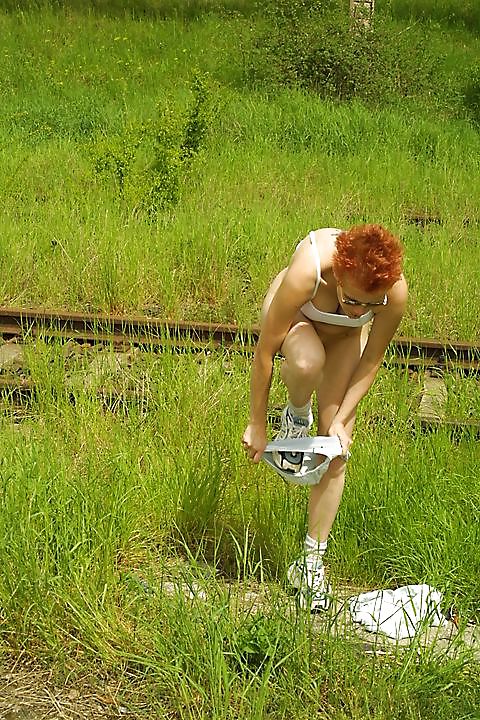 Preggy redhead posing inside and outside #17037756