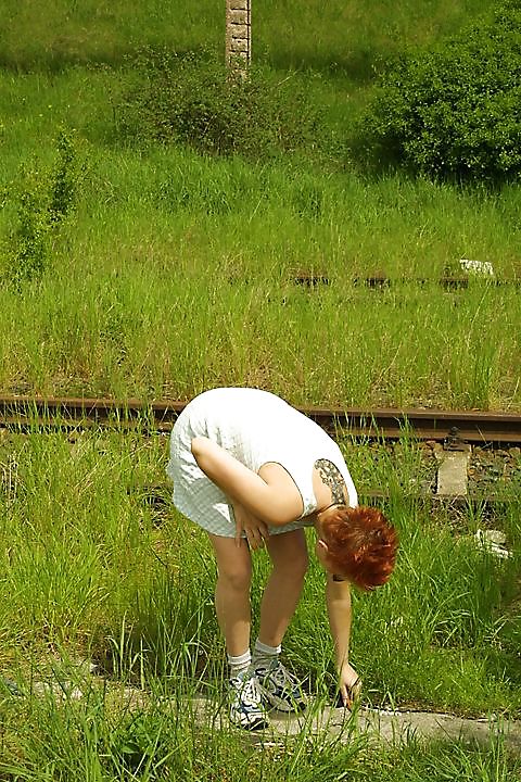 Preggy redhead posing inside and outside #17037813