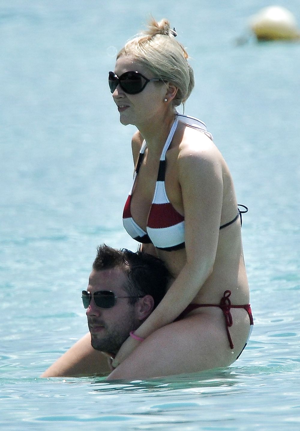Gemma Merna Playing at the Beach in a Red and White Bikini #4797295