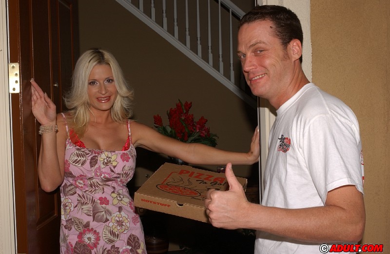 Lusty MILF with big round jugs blows and fucks a pizza-guy's hard tool #50184761
