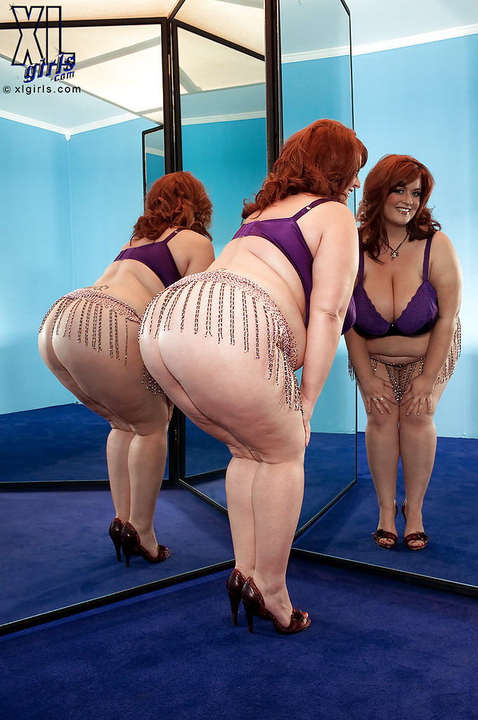 Redhead fatty Jade Parker stripping and stuffing her snatch with a huge toy #52087881