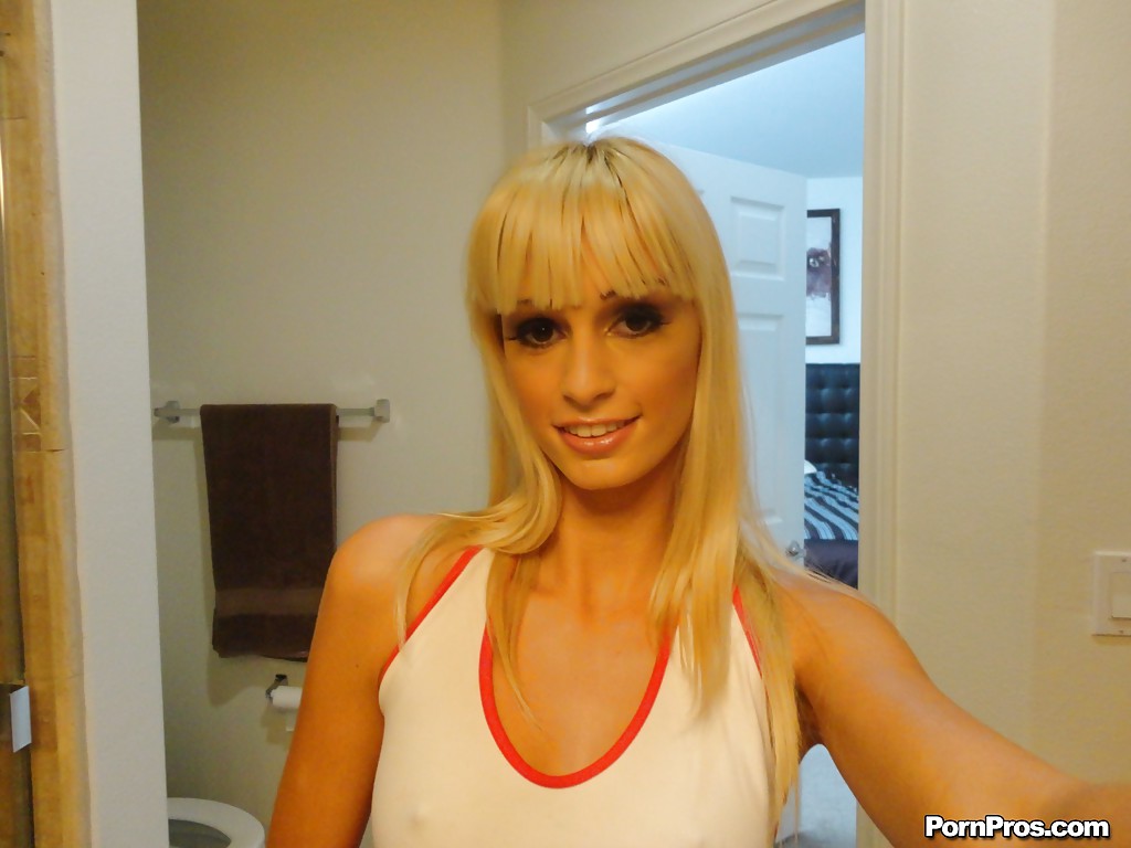 Blond chick Erica Fontes taking selfies in mirror while taking off her clothes #50971659