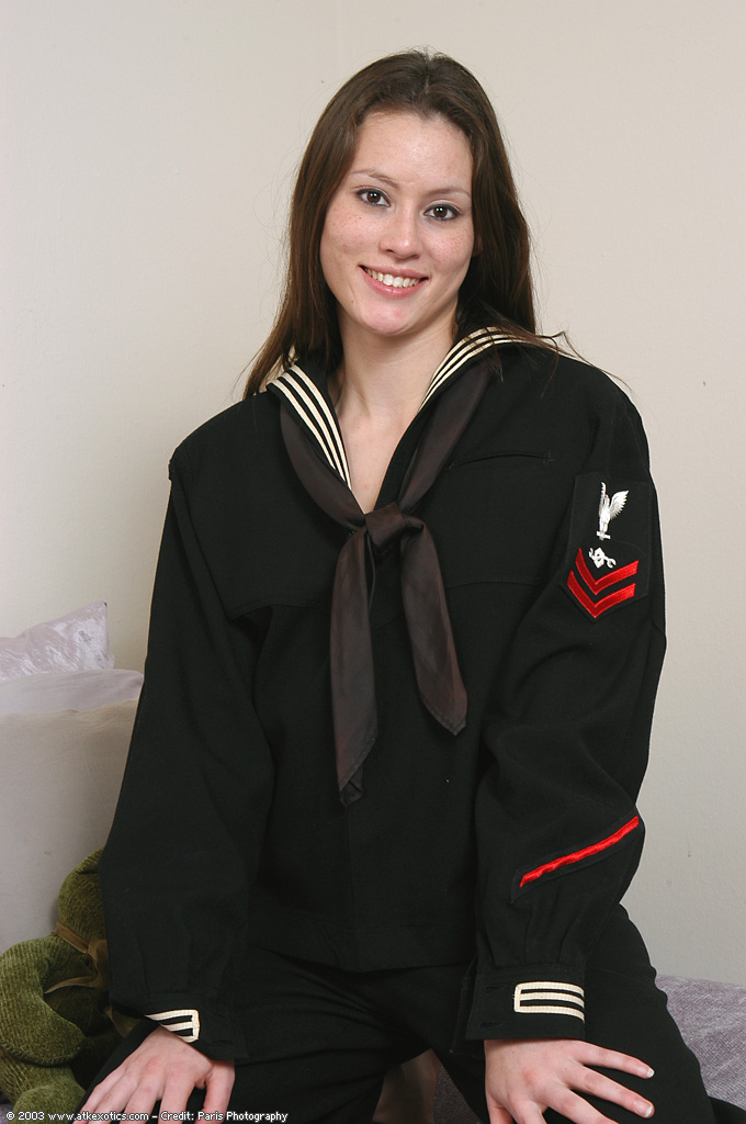 Asian first timer Jassie stripping off sailor uniform to pose naked #51276046