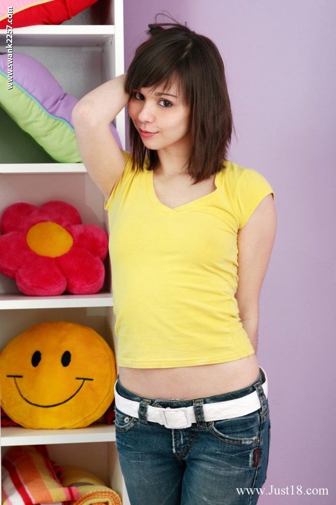 Svelte teen brunette Ariel Rebel stripping and exposing her petite body #51415265