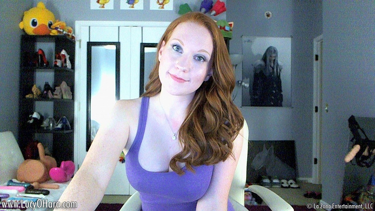 Gorgeous redhead Lucy Ohara spreads and plays with twat #72581485