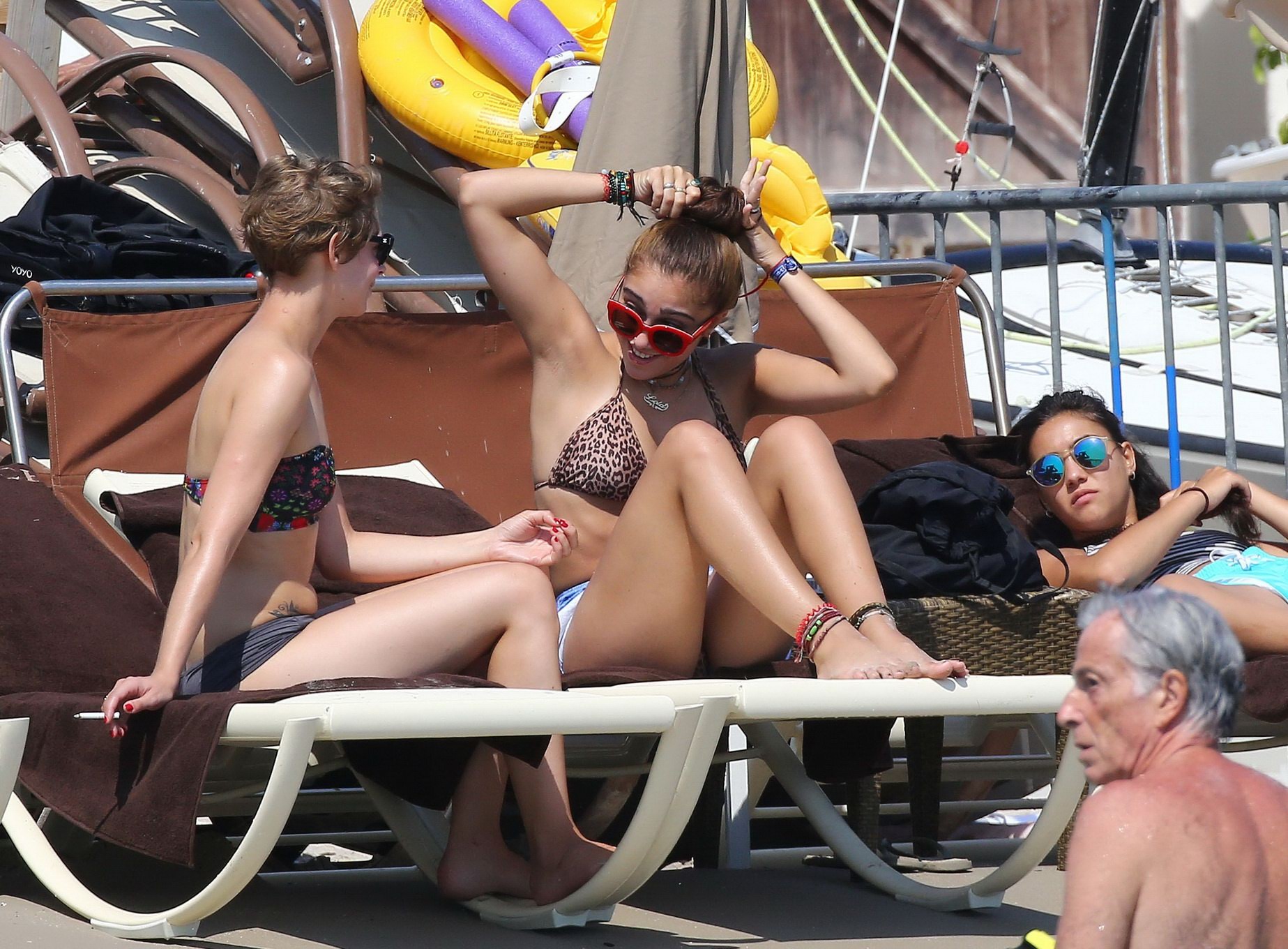 Lourdes Leon wearing tiny leopard print bikini at the beach in Antibes France #75188925