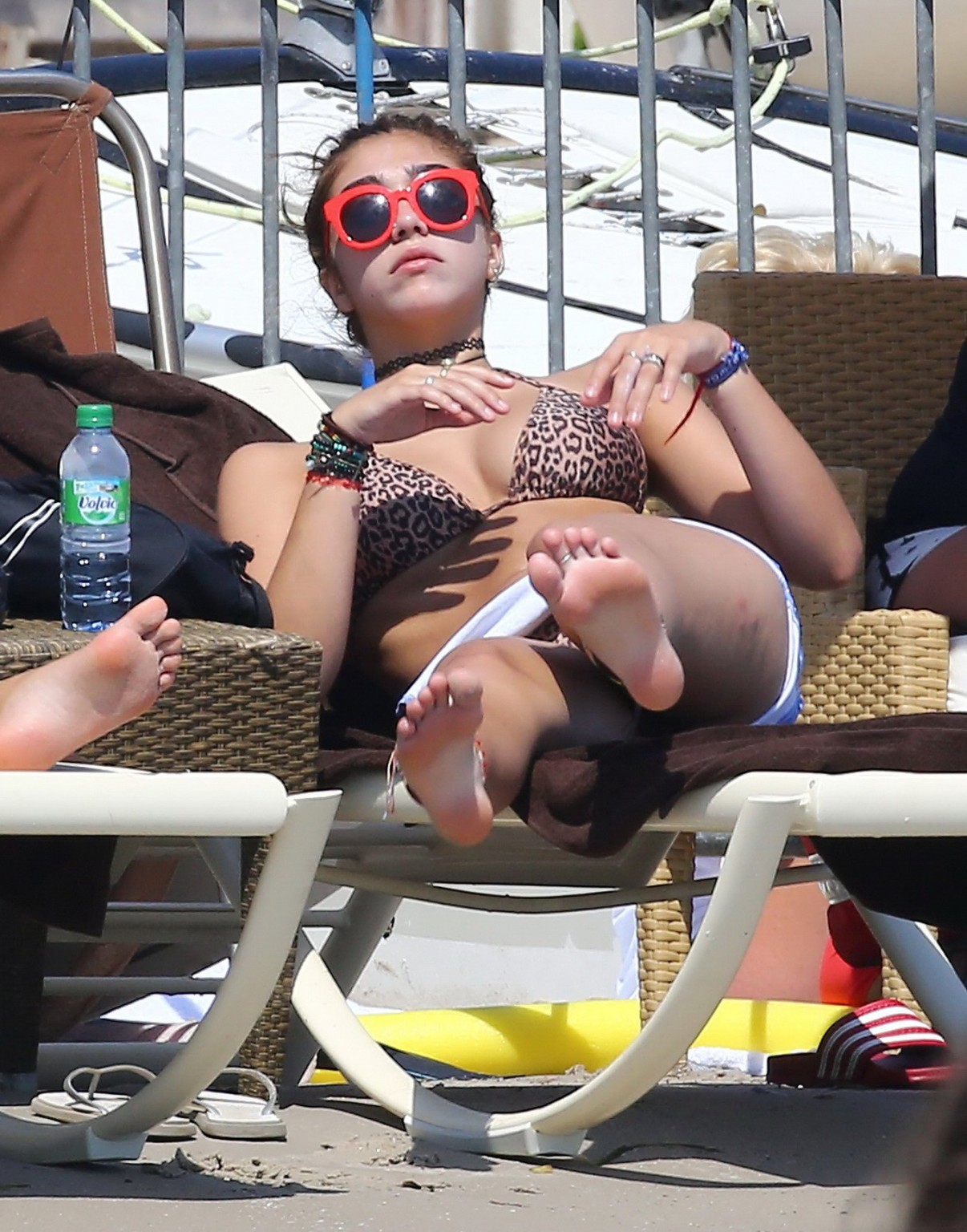 Lourdes Leon wearing tiny leopard print bikini at the beach in Antibes France #75188946