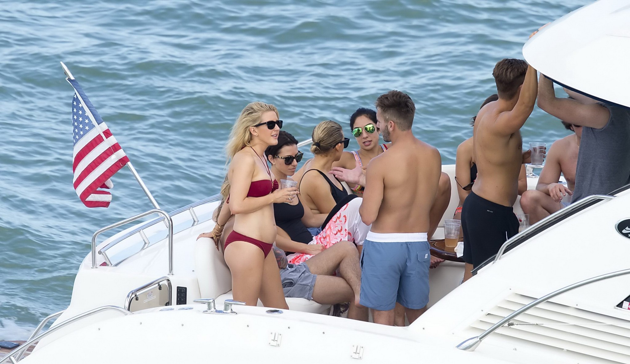 Ellie Goulding showing her ass in skimpy cherry colored bikini at the boat in Mi #75177101