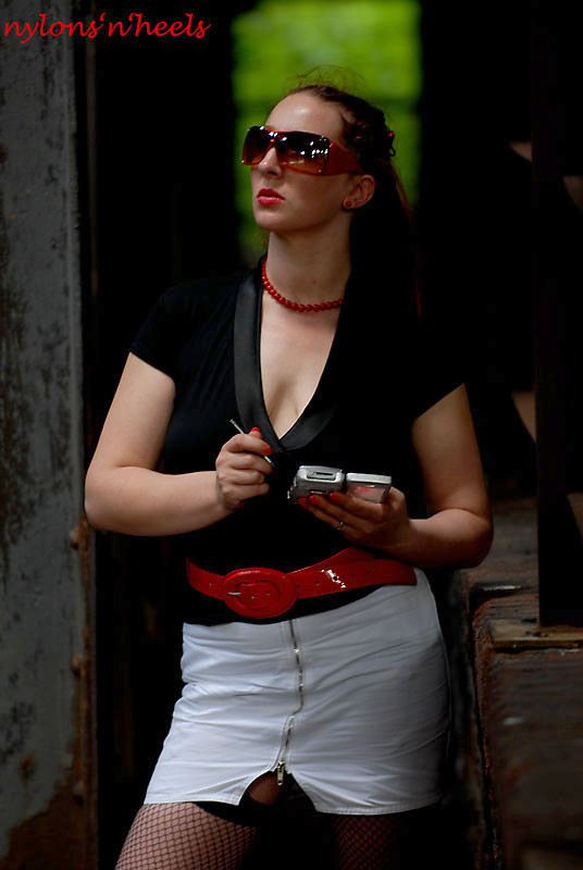 Redhead Justine posing in public #76475801