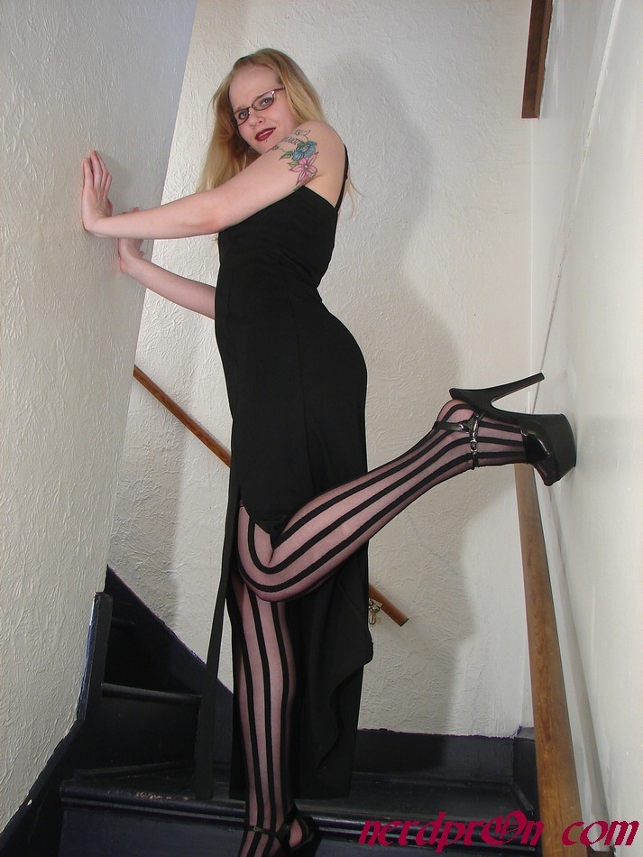 Nerd girl in glasses and nylons #73763537