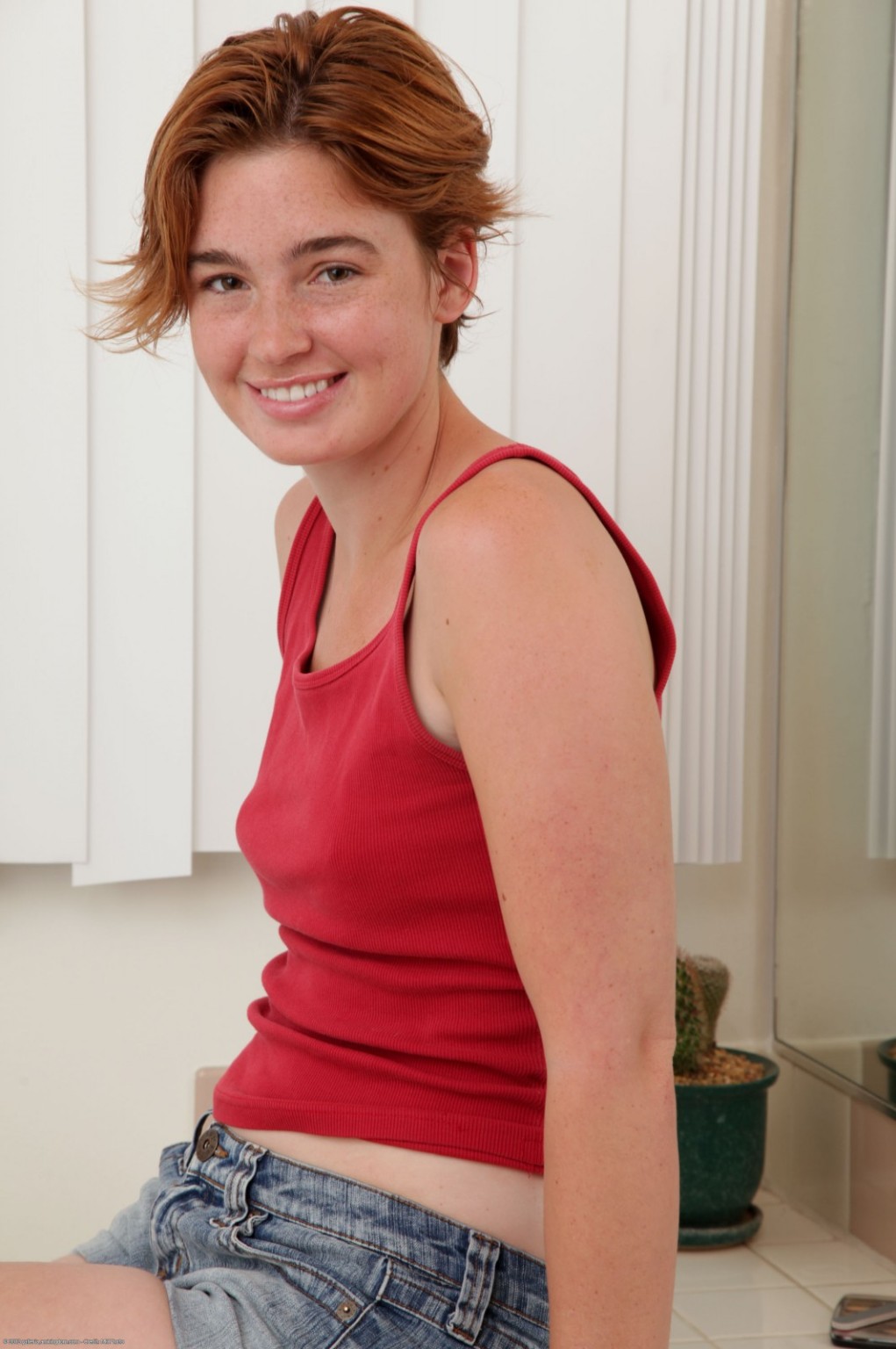 Redhead amateur teen Bree shows puffy nipples #68327317