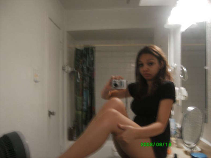 Horny Latina takes mirrorpics naked and in different outfits #77957047