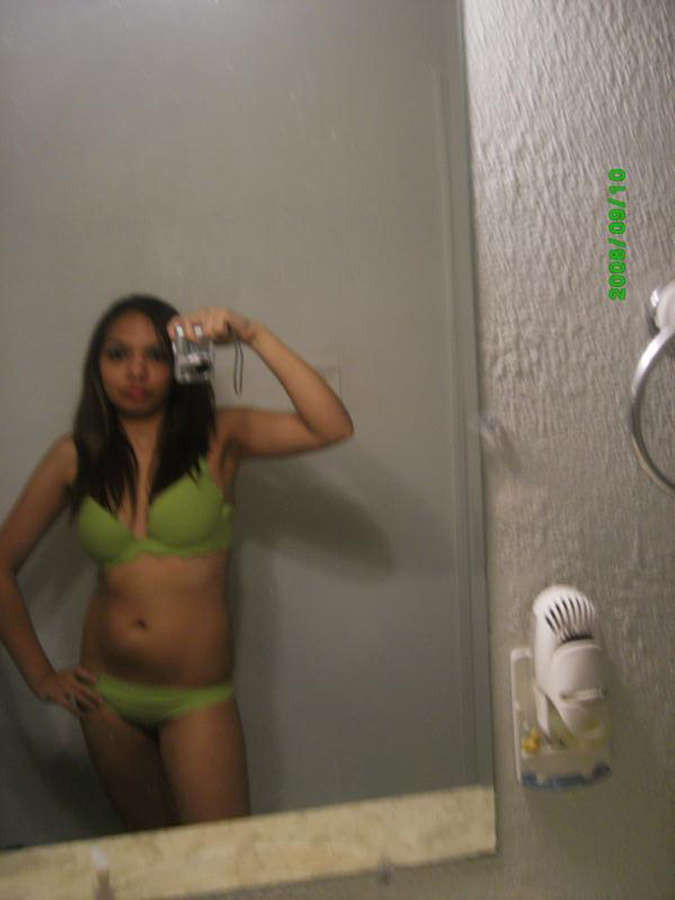 Horny Latina takes mirrorpics naked and in different outfits #77957144