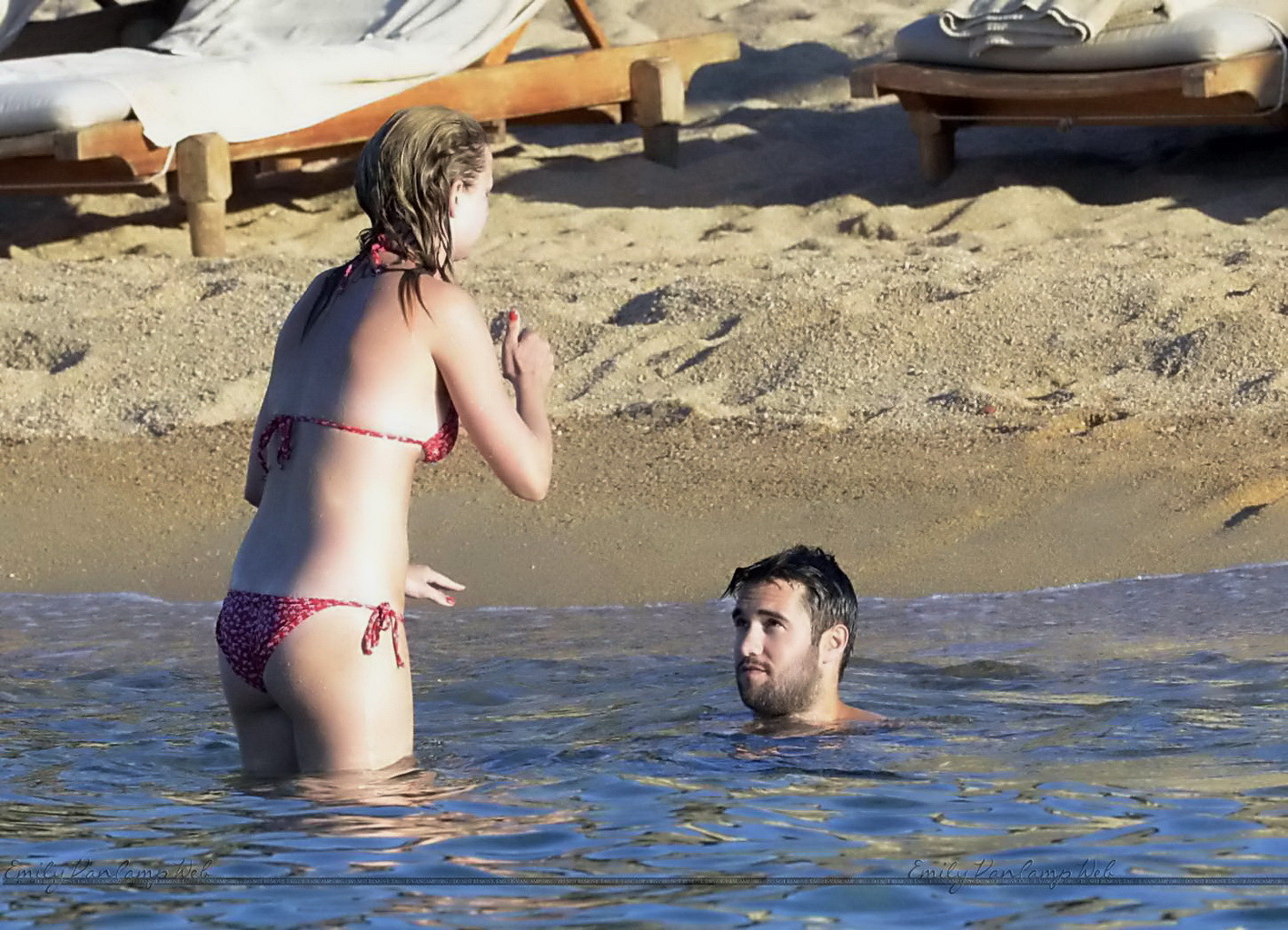 Emily VanCamp showing underboob and ass in red bikini #75153336