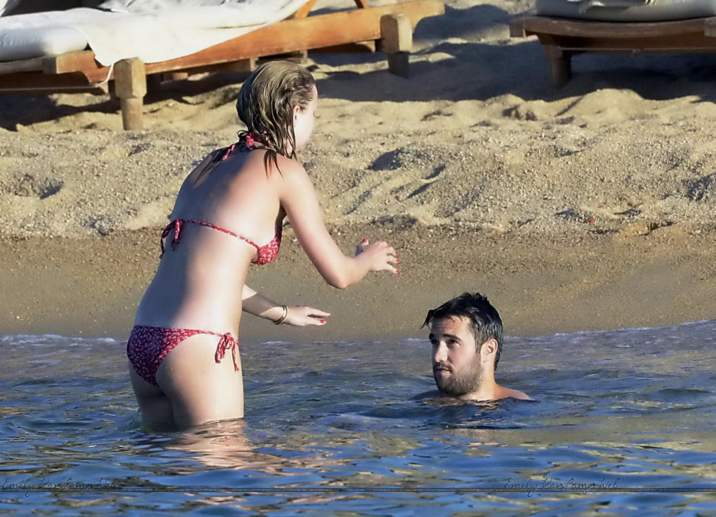 Emily VanCamp showing underboob and ass in red bikini #75153339