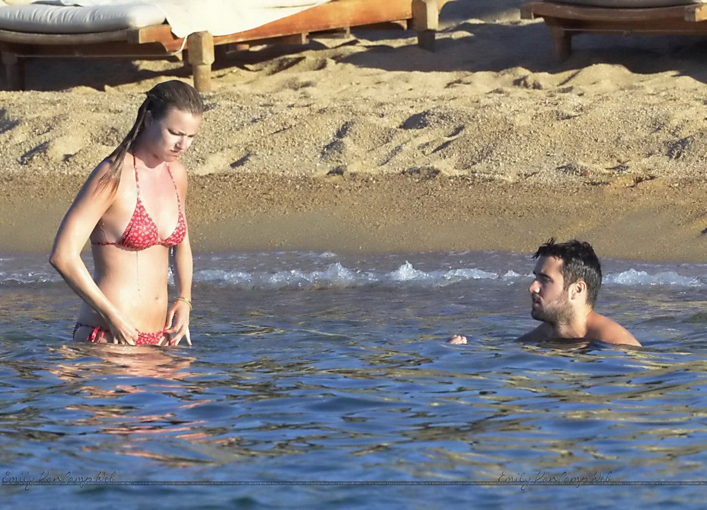 Emily VanCamp showing underboob and ass in red bikini #75153344