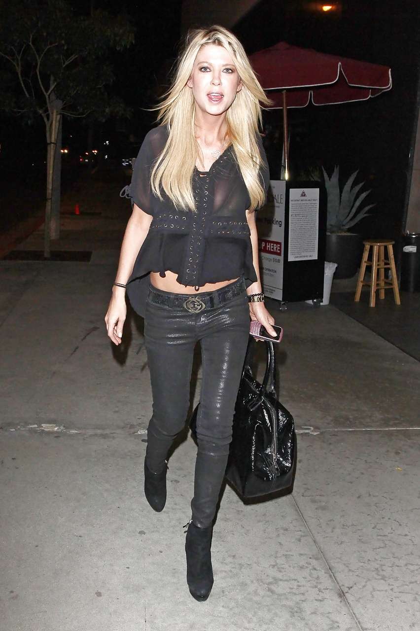 Tara Reid in see thru top showing her bra and flashing panties #75282322
