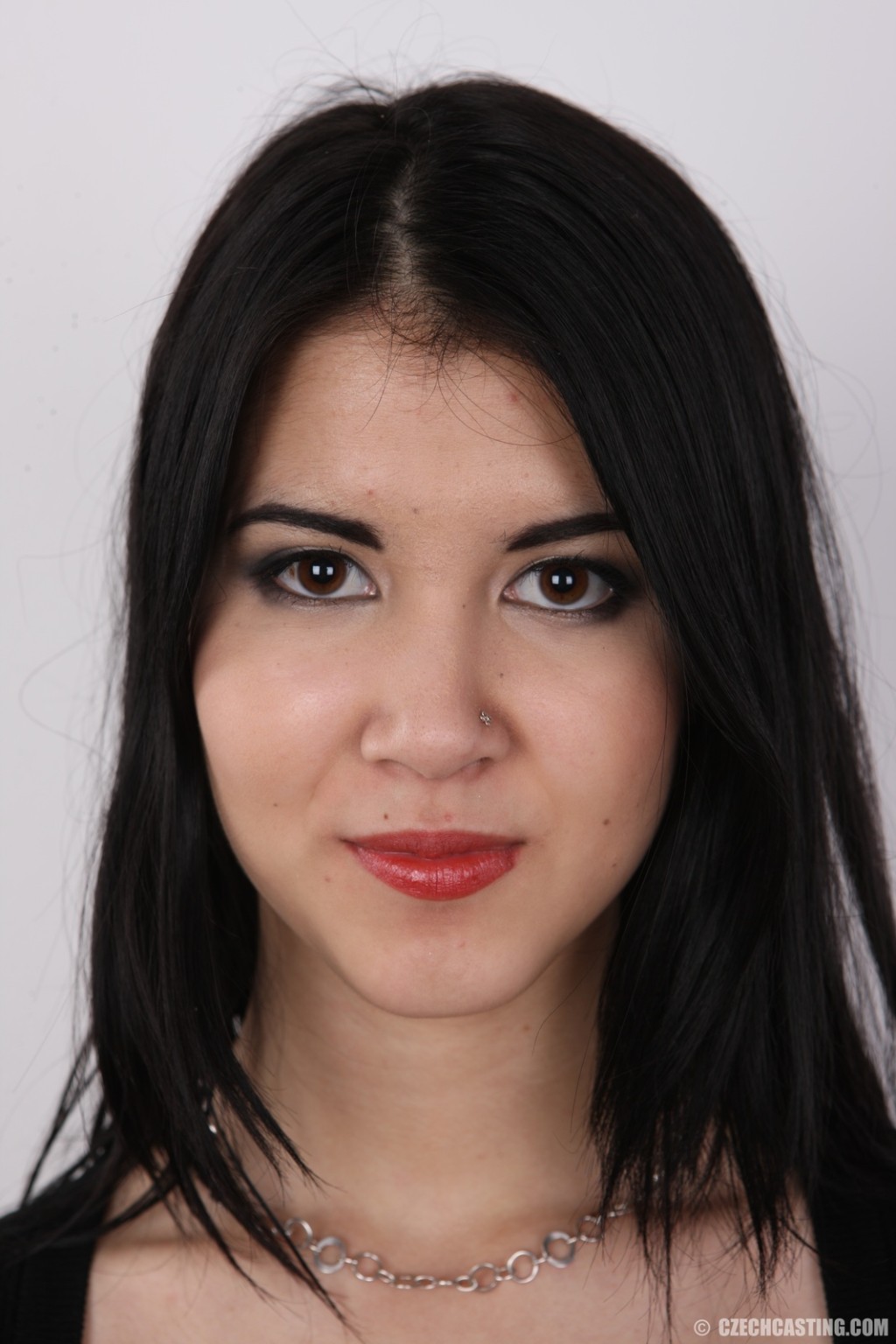 Petite brunette teen poses for photo camera #67178951