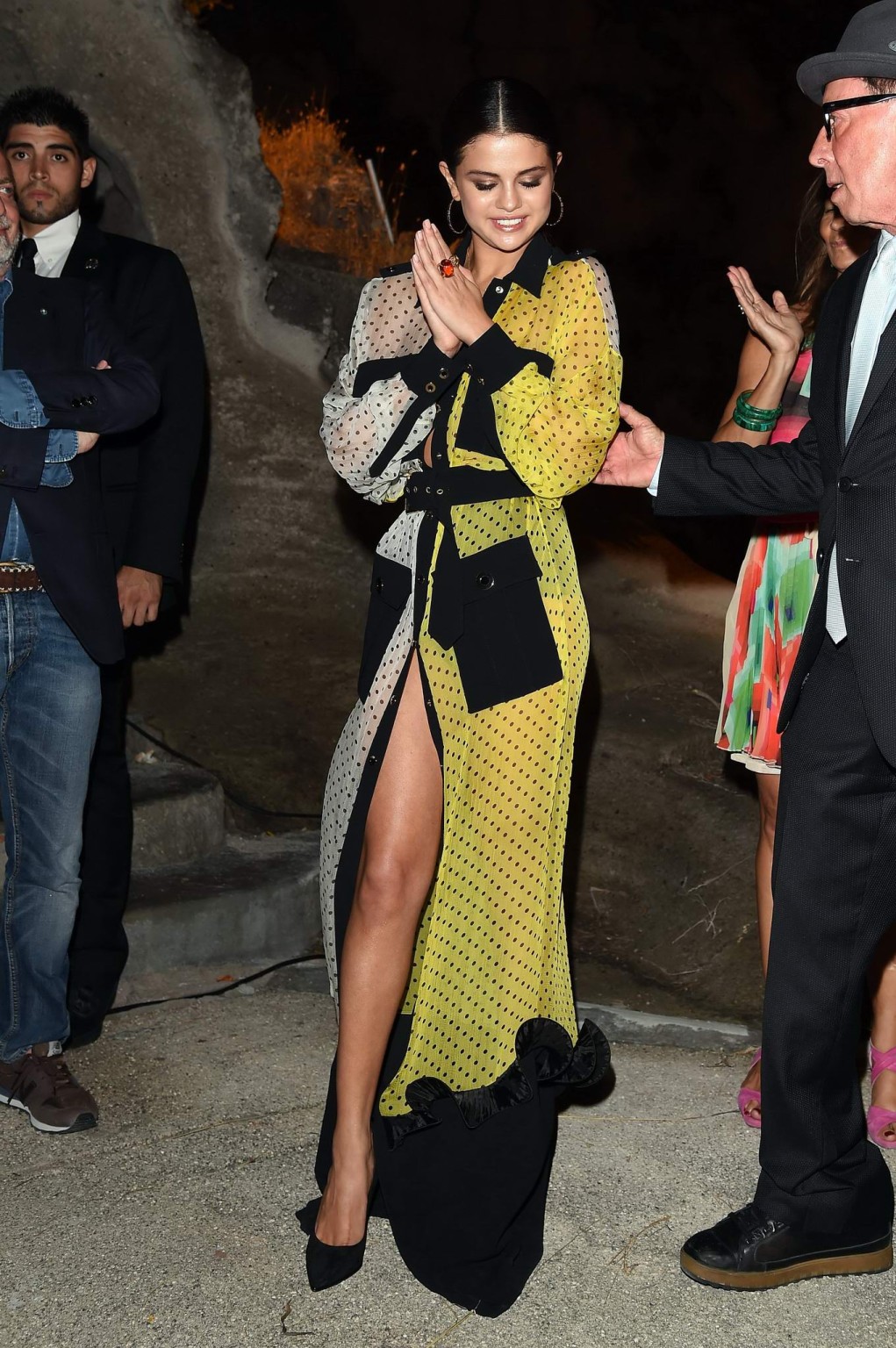 Selena Gomez leggy and braless wearing a wide open maxi dress at The Ischia Glob #75190260
