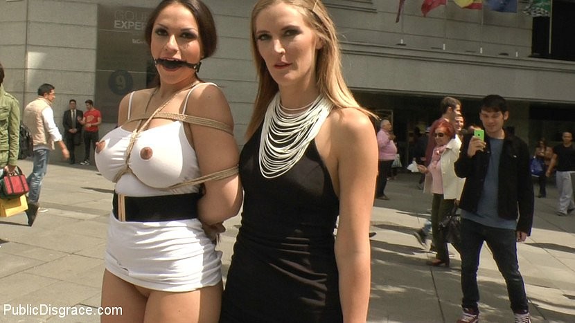 Marta La Croft busty spanish model bound and public dragged through Madrid by le #71959084