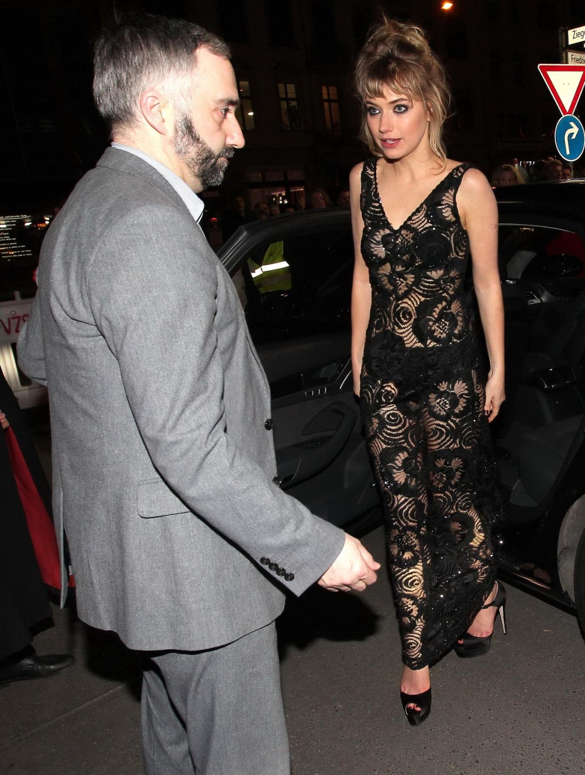 Imogen Poots see through to panties at 'A Long Way Down' premiere during the 64t #75204781
