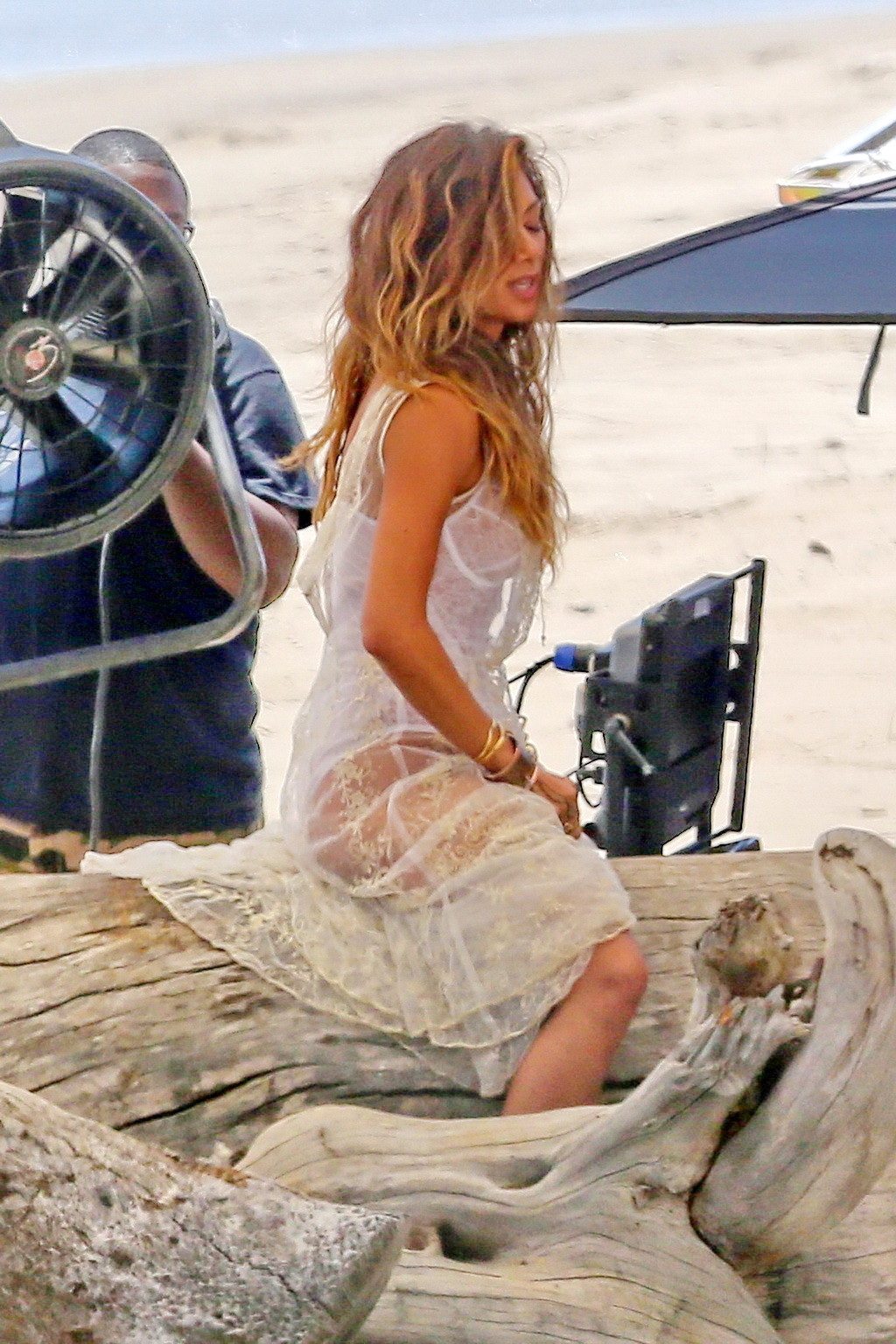 Nicole Scherzinger nip slip on the set of her new music video in Malibu #75195552