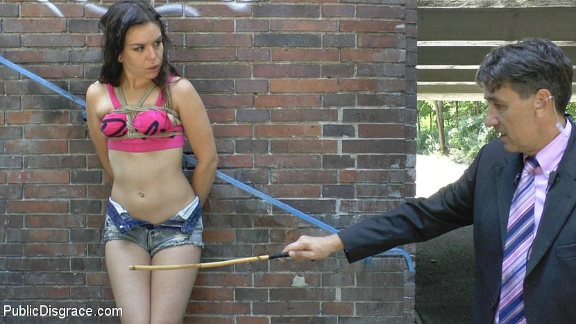 Juliette March is public bound and group fucked by maledom Steve #71940517