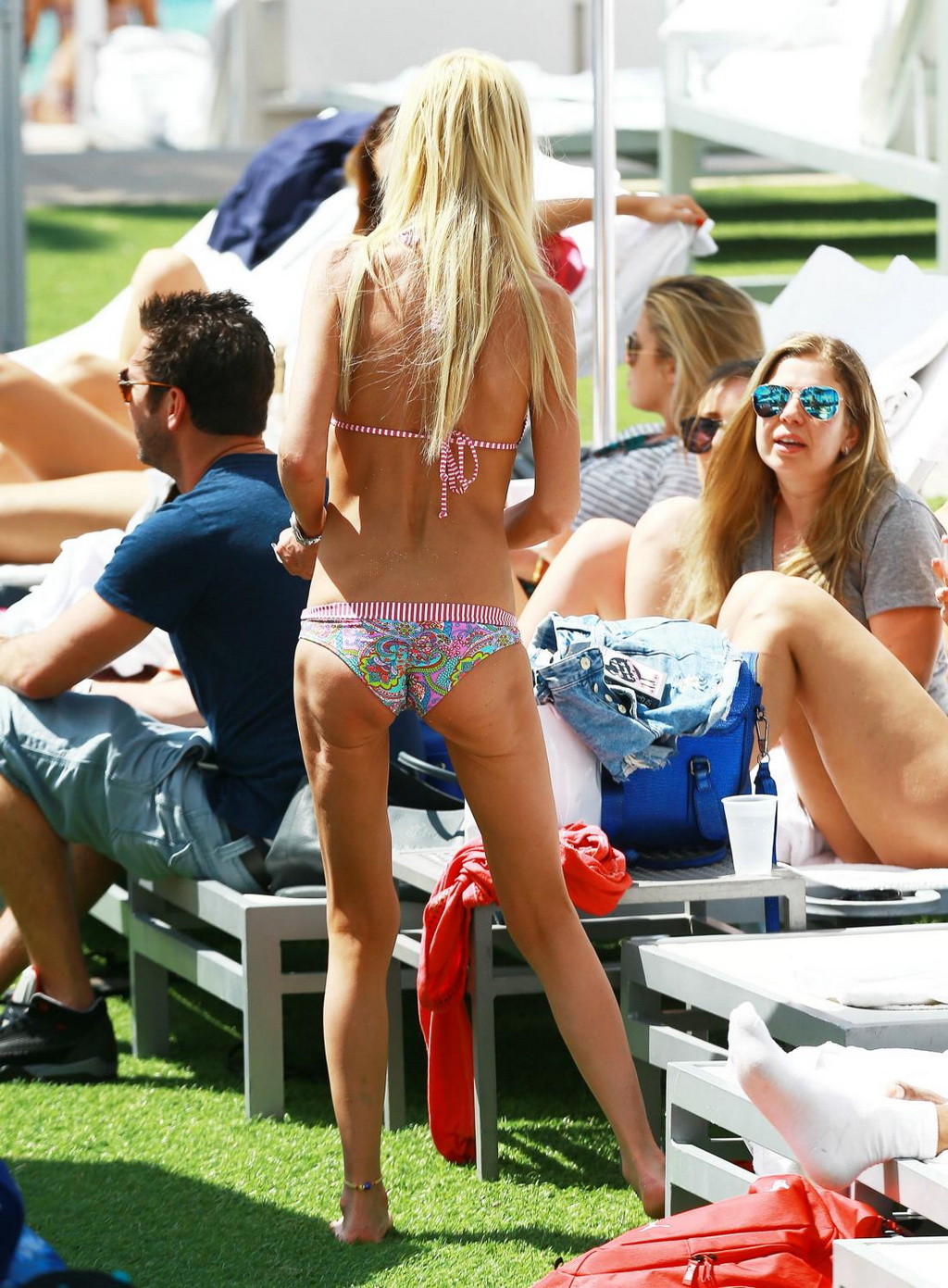 Tara Reid showing her big boobs and bony ass in a flower print bikini at the bea #75168479