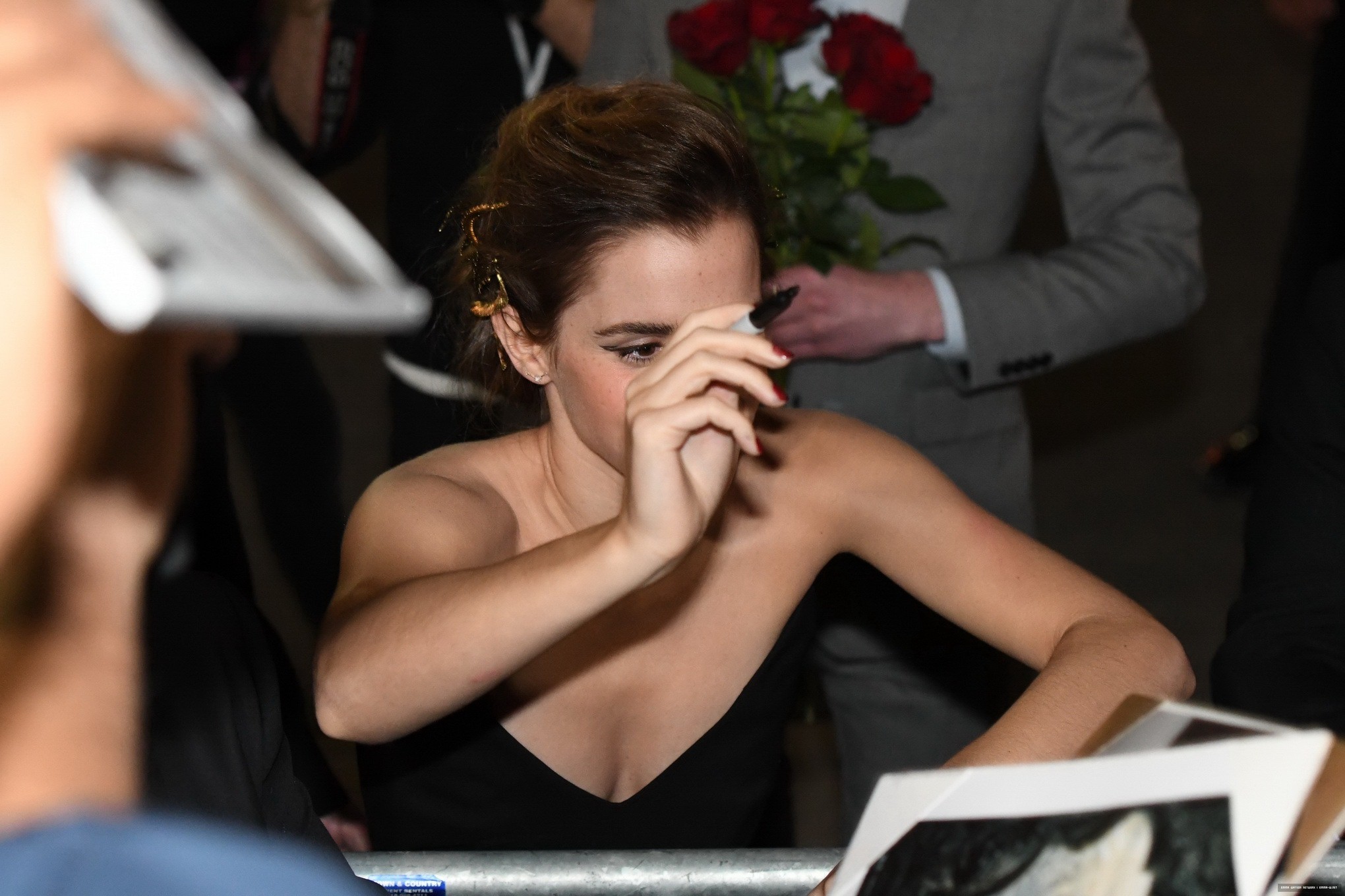 Emma Watson braless showing huge cleavage #75139582