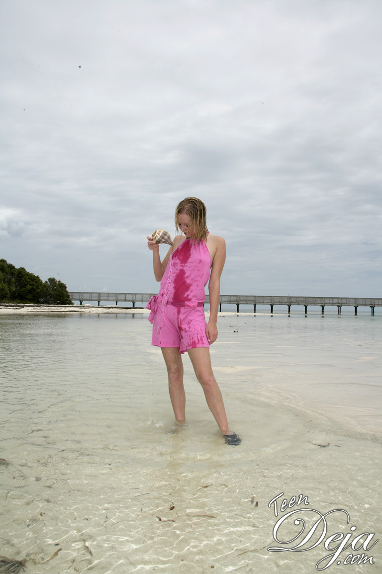 Teen with braces topless at beach #72315367