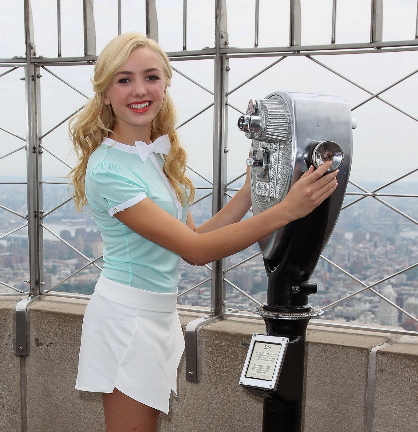 Peyton List leggy wearing tiny hot uniform at the Empire State Building Photocal #75197228