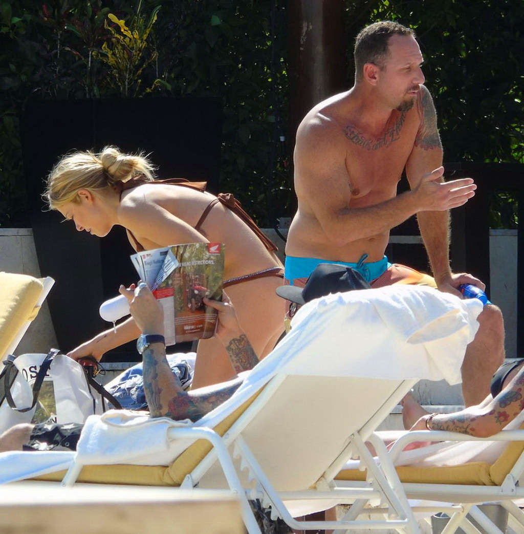 LeAnn Rimes showing ass in a brown thong bikini at the pool in Mexico #75176555