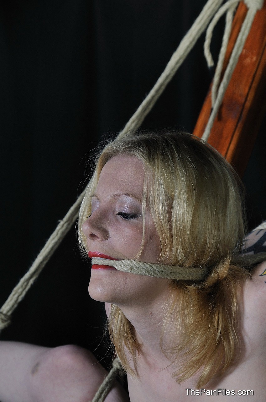 Cute amateur subbie Kay is bound with ropes and attached to an A #71914499