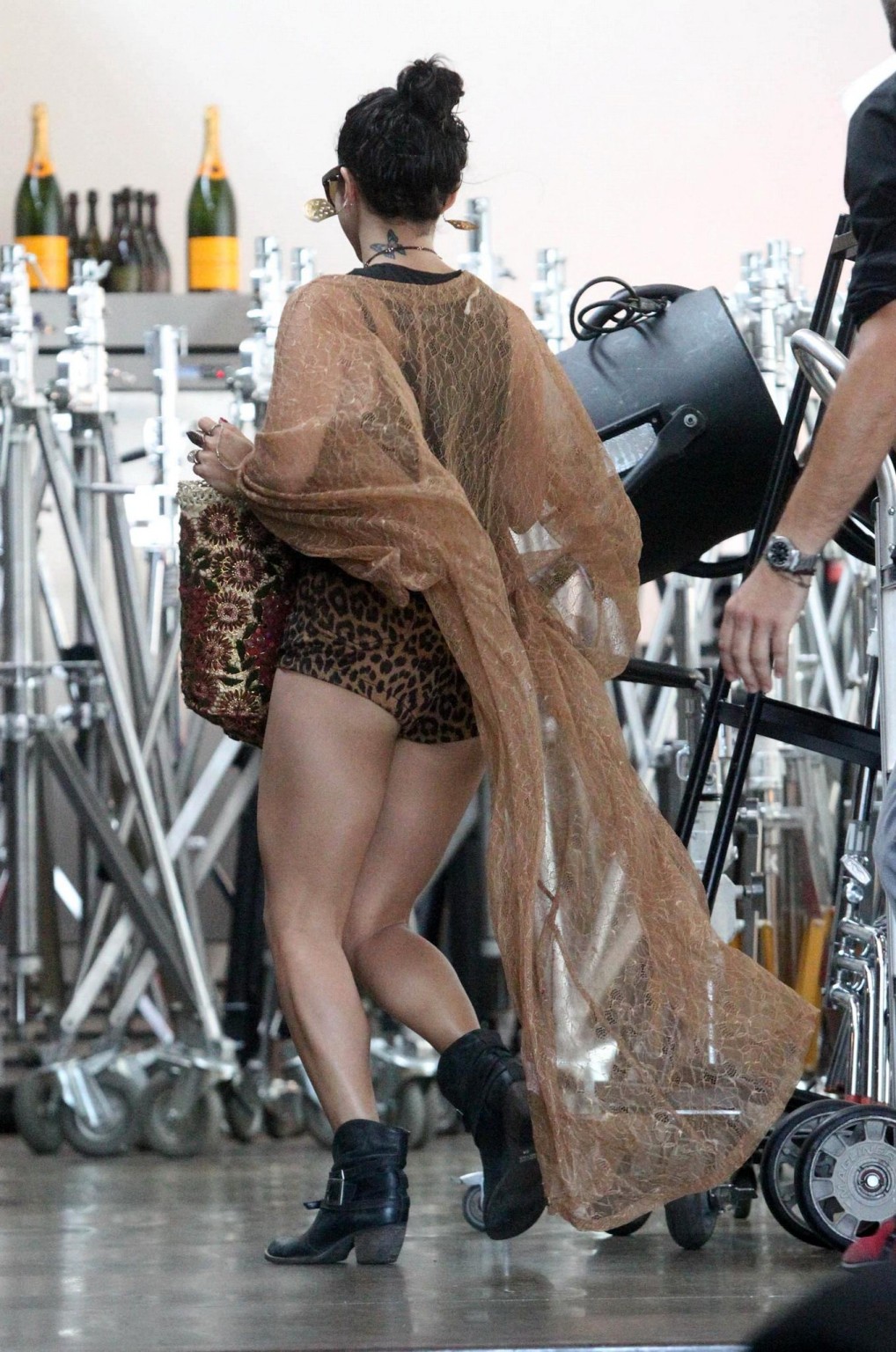 Vanessa Hudgens leggy  shows ass wearing a leopard print shorts on 'Machete Kill #75255496