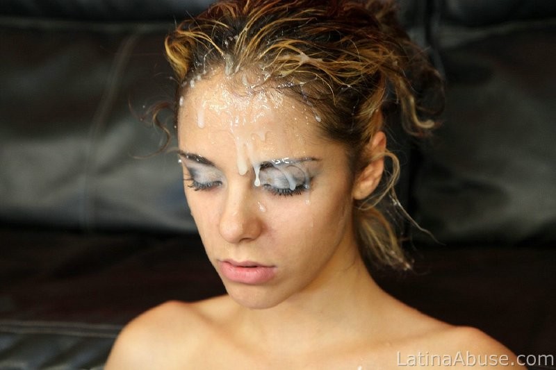 Latina with strange hair gagging on my cock and getting facial #77967559