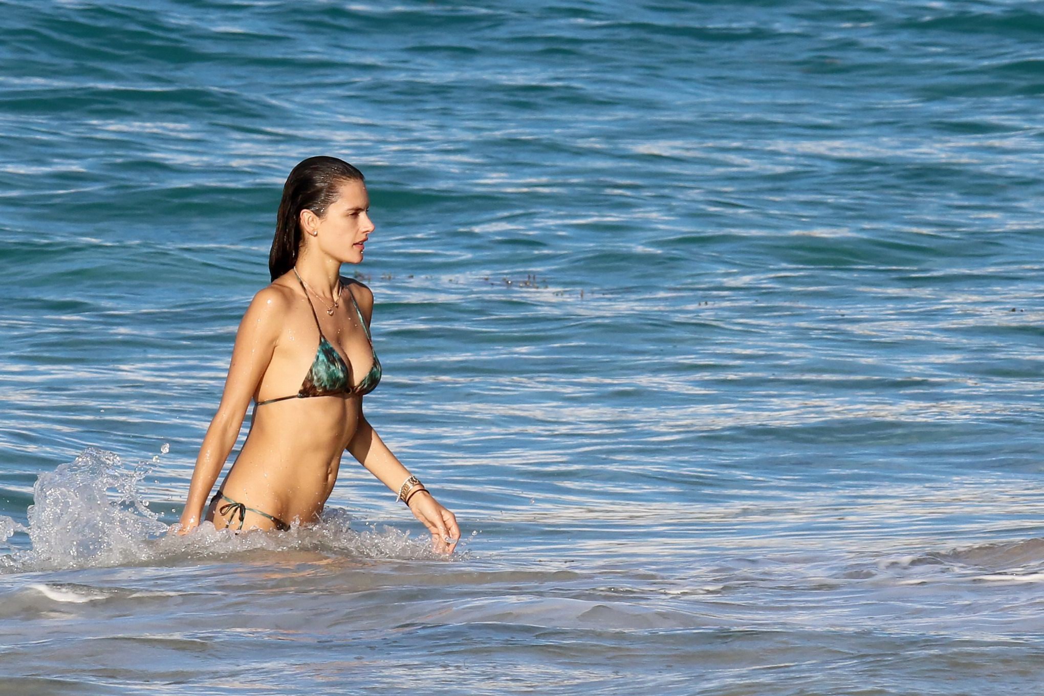Alessandra Ambrosio shows off her ass in a tiny colorful bikini at the beach in  #75183037