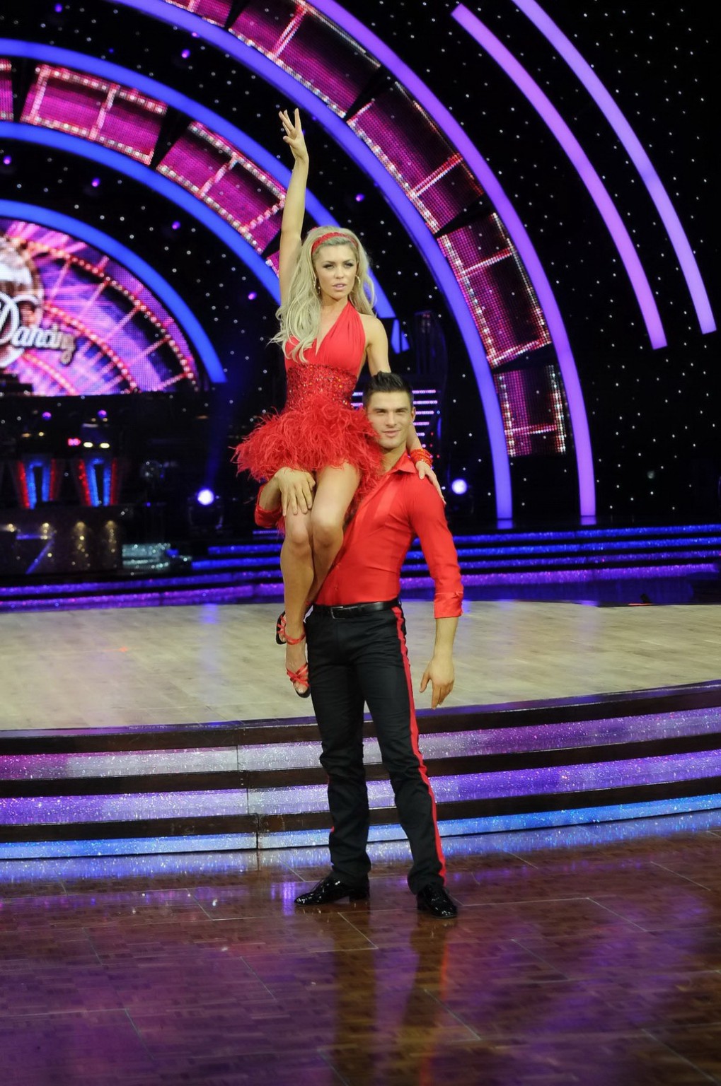 Abigail Clancy upskirt and cleavy in a tiny red mini dress at Strictly Come Danc #75206951