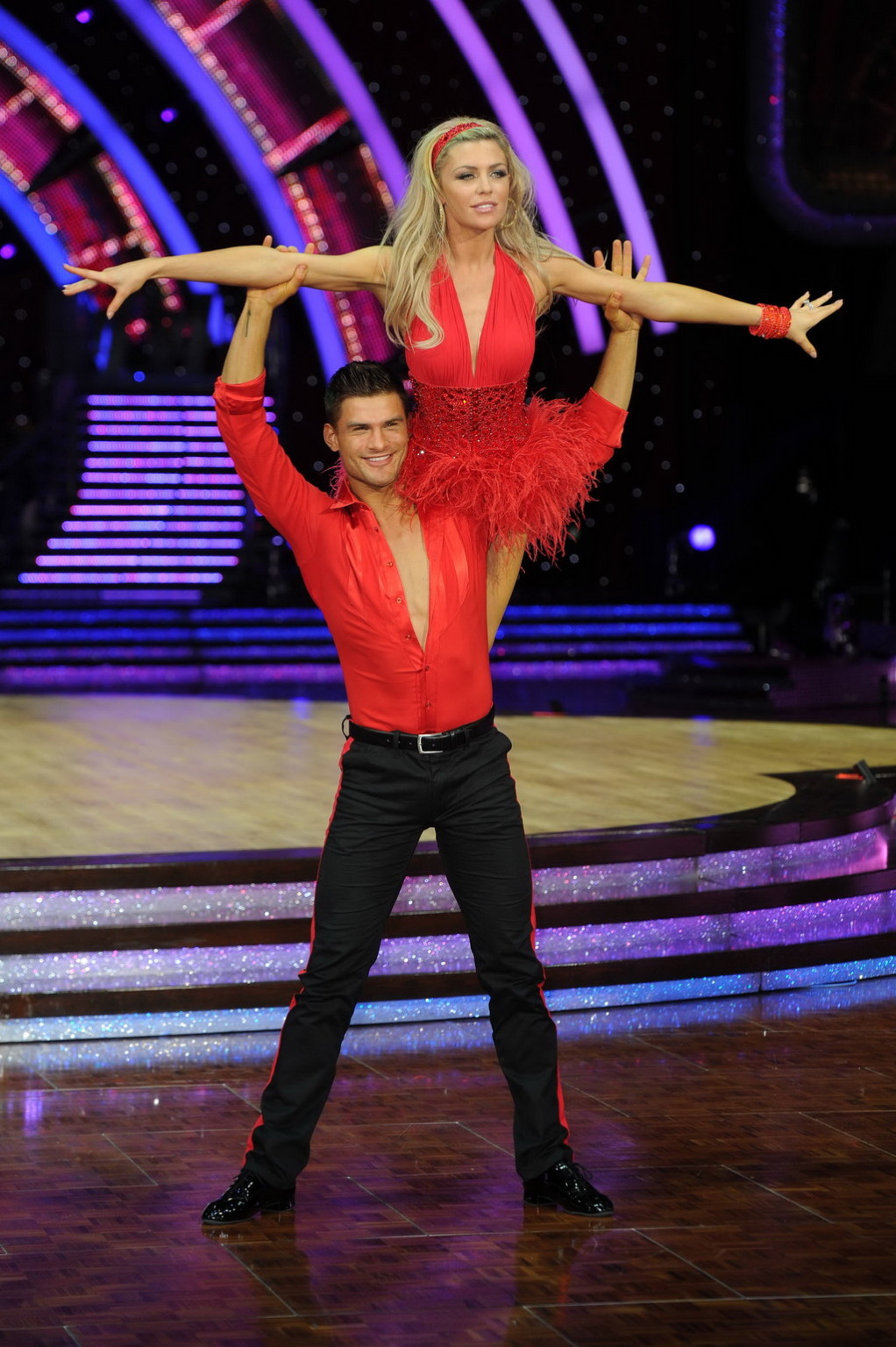 Abigail Clancy upskirt and cleavy in a tiny red mini dress at Strictly Come Danc #75207038