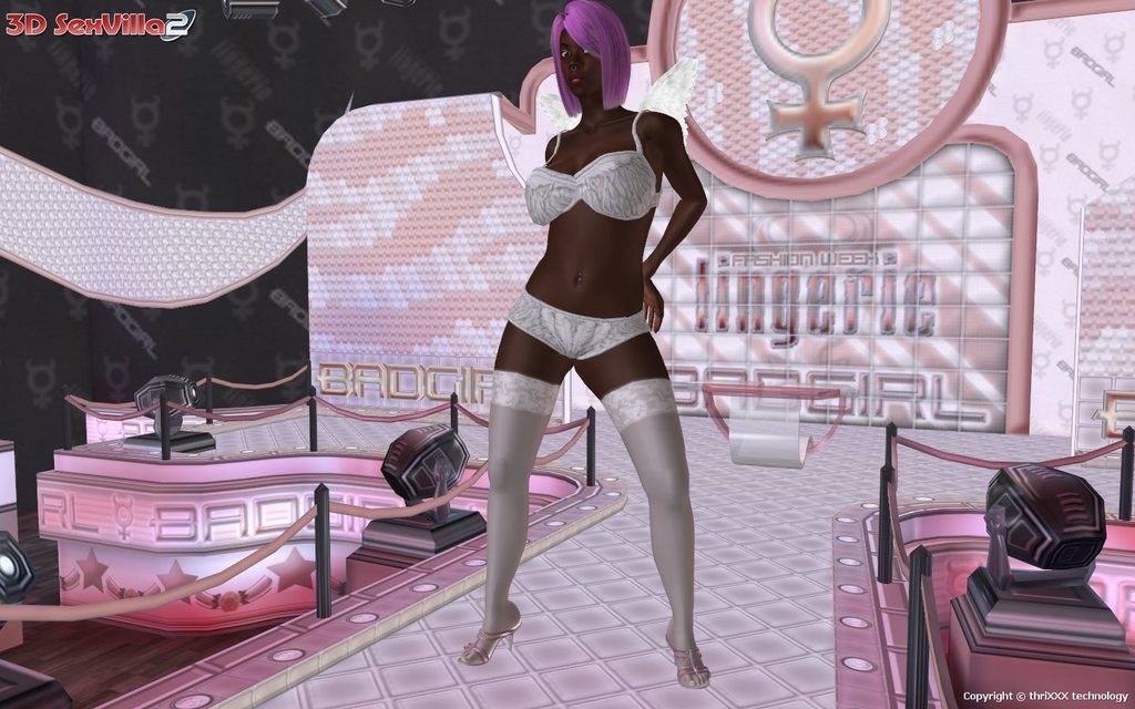 3d animated curvy black model gets naked on stage #69551633