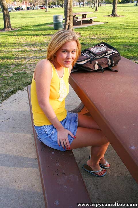Short haired hottie flashes her camel toe before a fucking #71159859