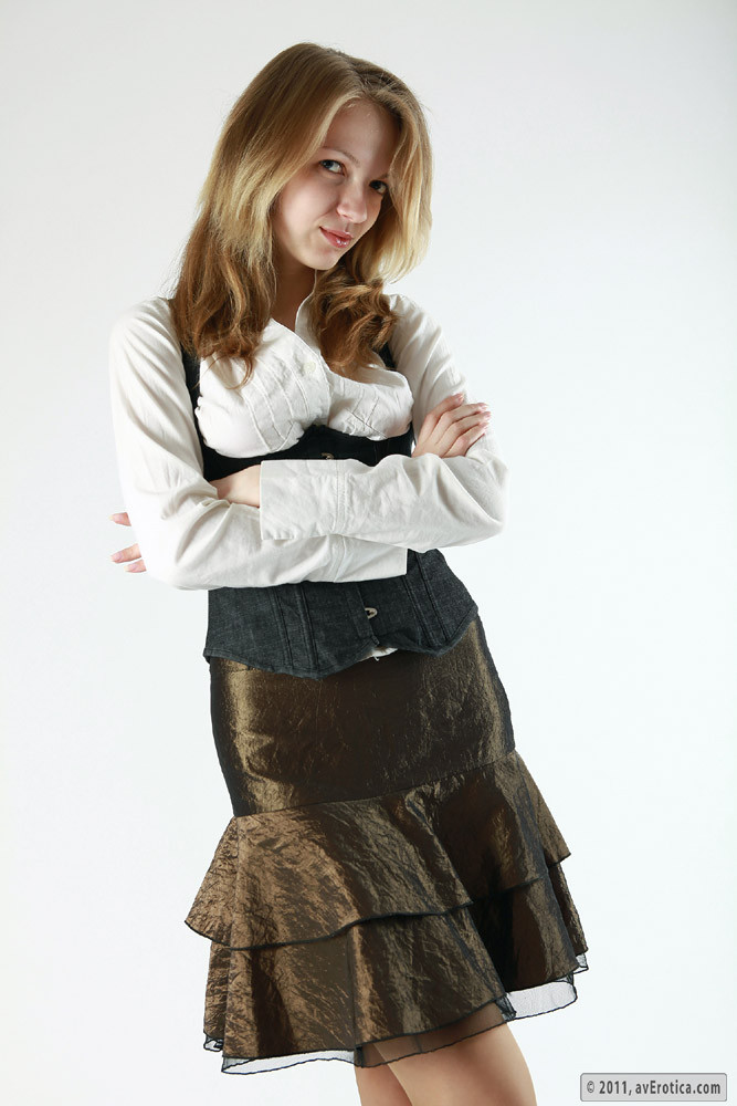 Young blonde teacher girl shows her breasts #78017414