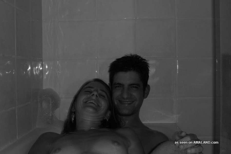 Hot Latina couple showering and self-shooting naked together #77957221