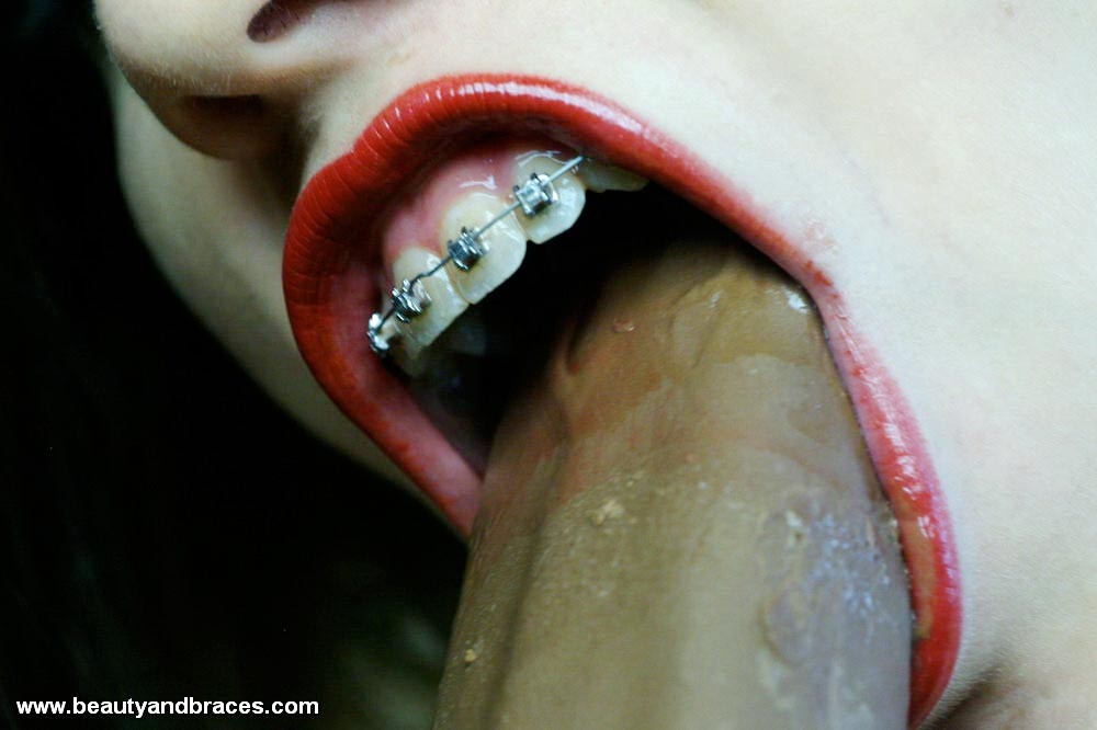 Brunette teen with braces gets messy with a popsicle #73259299