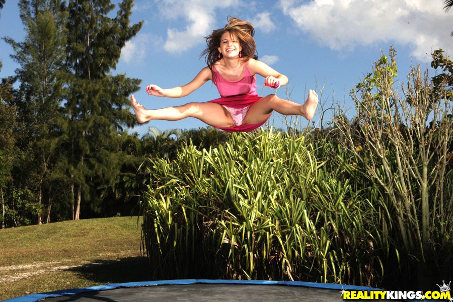 Smoking hot ass long leg teenie on a trampoline gets fucked hard in these outdoo #67256492