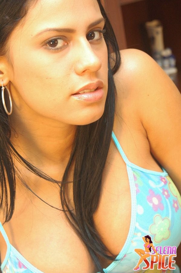 Busty latina Selena Spice posing on her Bed #78001994