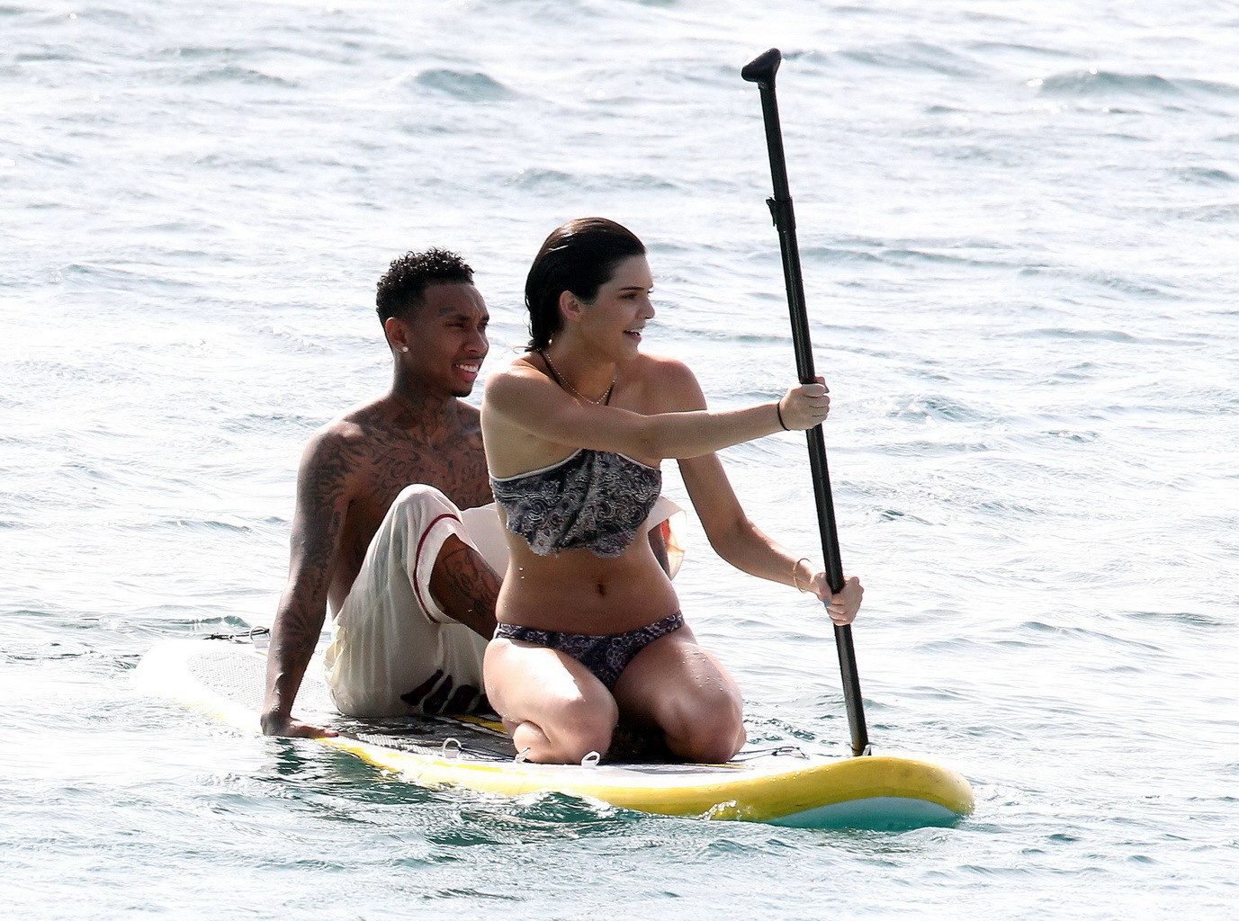 Kendall Jenner paddleboarding in bikini on a beach in St Barts #75154349